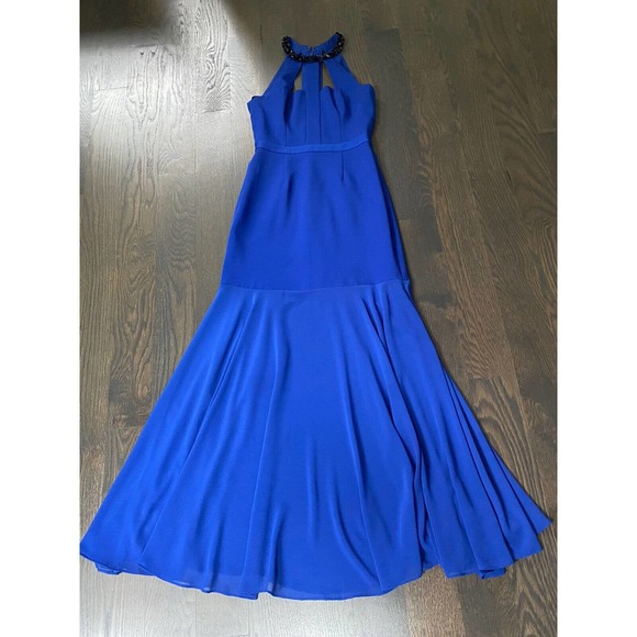 BCBG MAX AZRIA Leonara Beaded Halter Sheer Mesh Hem Maxi Gown Dress~2~Ret $448 - Picture 5 of 7